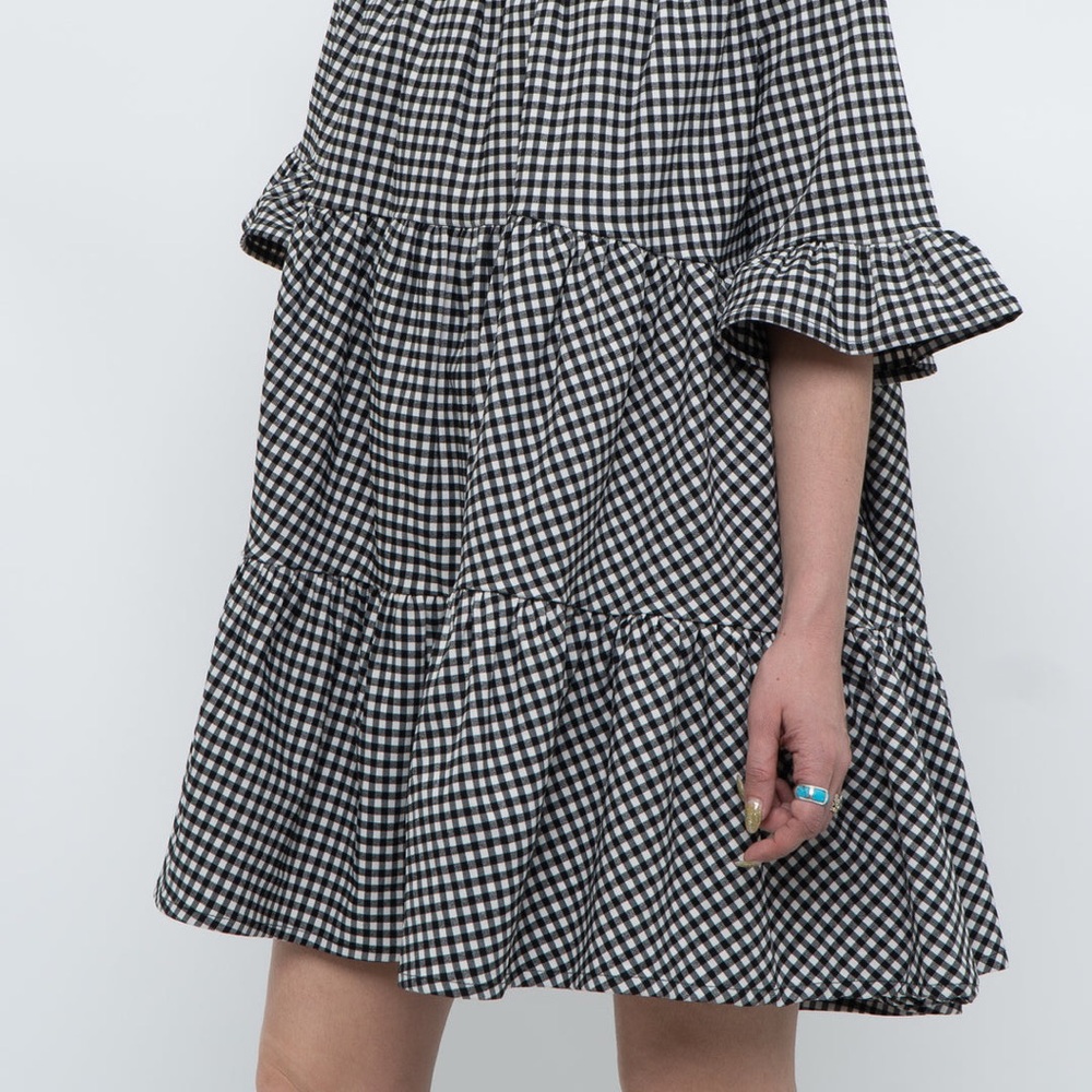 Stylish Black and White Gingham Mini Dress